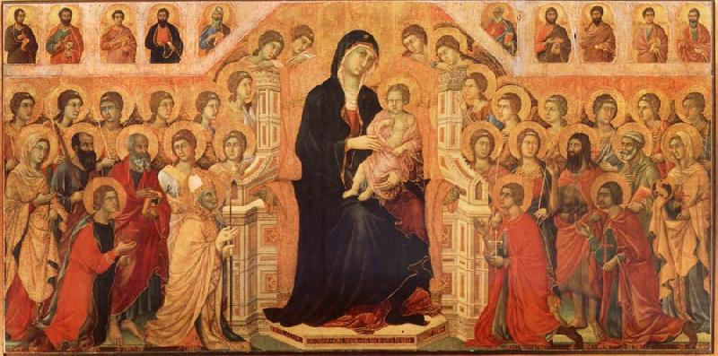 Maria and Child throning in majesty, hoofddpaneel of the Maesta, altar piece, Duccio di Buoninsegna